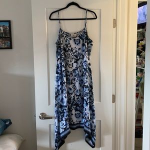eci New York, XL Blue Floral Sun Dress